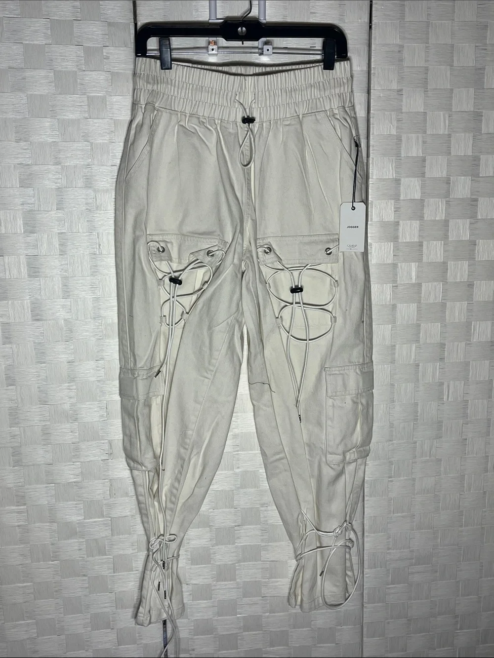 Forever 21 Off-White Lace-Up Cargo Pants Eye Catching Style
